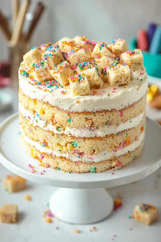 rachidamine a close up shot of a vibrant funfetti cake on a whi ea6c4c5f 2262 4d62 9d3c b7f6da0e08d6