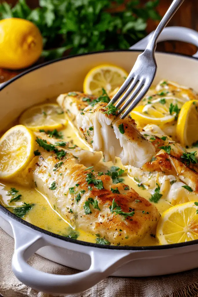 u5984481836 a close up shot of a skillet of Buttered Cod feat 5bc109fc e1d4 4e8c ad01 54b2caaf0b84 2