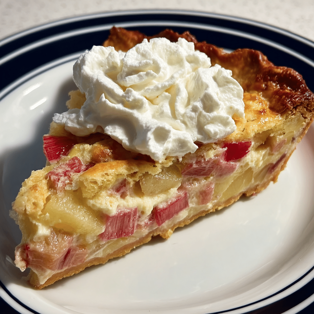 Discover this Crustless Rhubarb Custard Pie Easy Recipe for a silky, vibrant spring dessert your family will love!