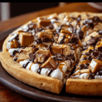 Indulge in the ultimate treat with this Deep Dish Cookie Dough Cheesecake Pizza, perfect for dessert lovers!