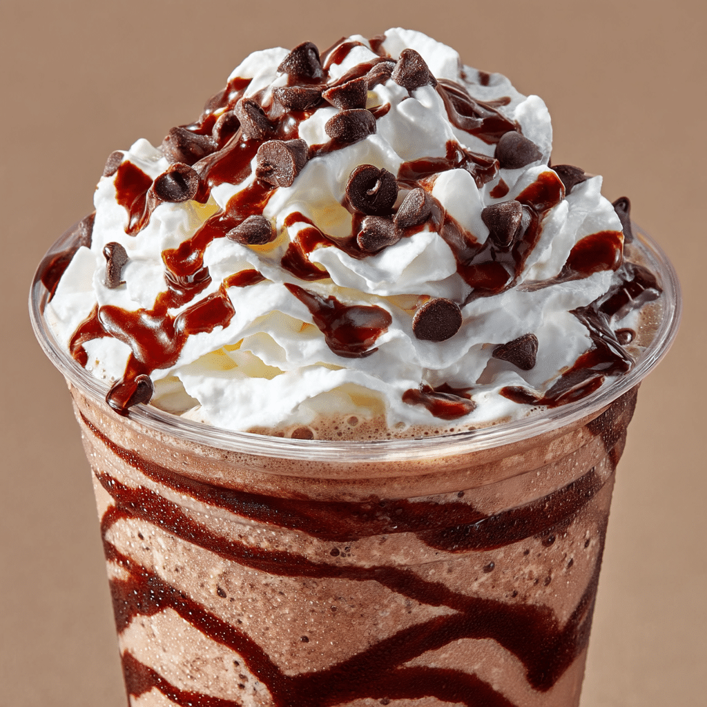 Indulge in a rich and creamy Double Chocolate Chip Frappuccino, the ultimate treat for chocolate lovers!