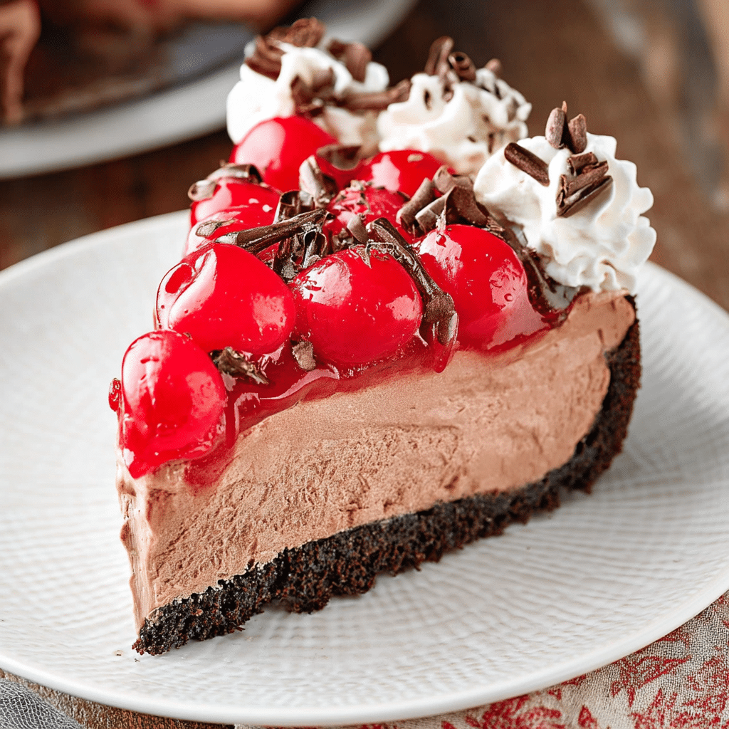 Indulge in this No Bake Black Forest Cheesecake, a rich and elegant dessert perfect for any occasion.
