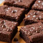 Zucchini brownies cut into squares showing fudgy chocolate texture