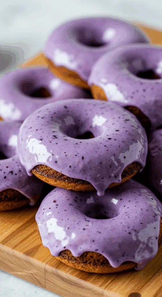 Blueberry cake donuts served for breakfast
