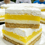 Lemon Lush served for summer entertaining showing beautiful layers