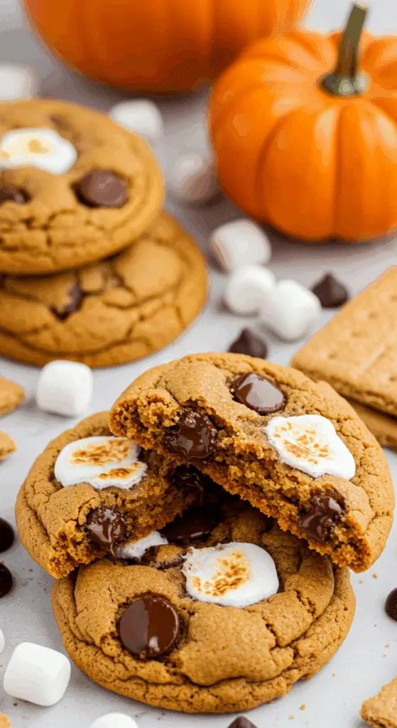 Pumpkin s'mores cookies served for fall snack