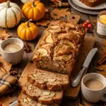 Spiced apple fritter bread served for fall breakfast gathering