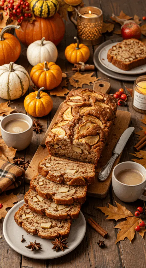Spiced apple fritter bread served for fall breakfast gathering