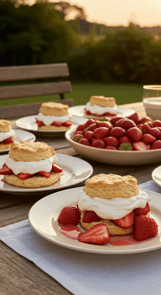 Strawberry shortcake served elegantly for summer gathering