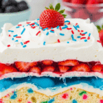 Summer berry jello lasagna served