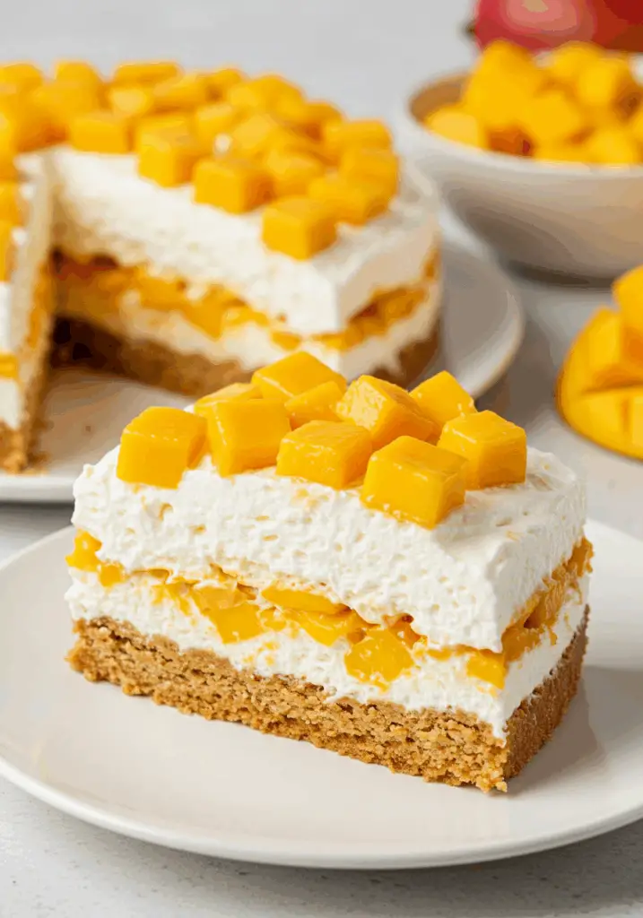 Mango float dessert ready to serve at family gathering