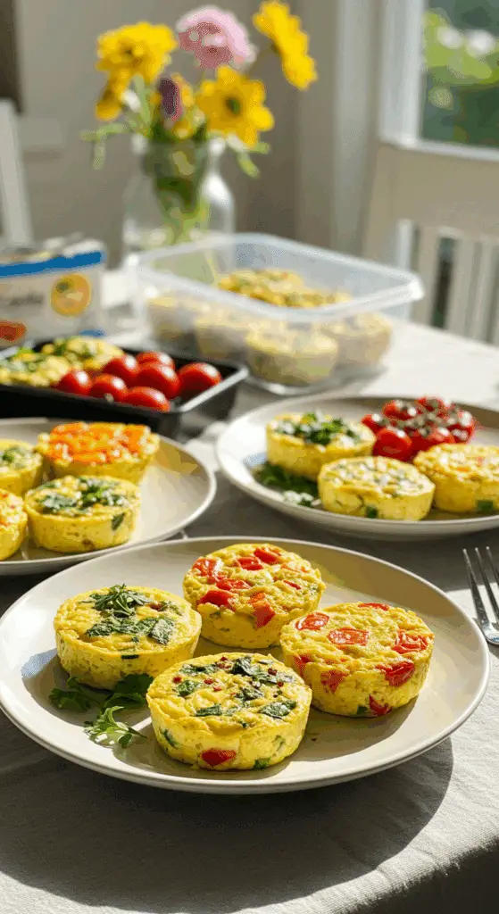 Cottage cheese egg bites served for healthy breakfast and meal prep