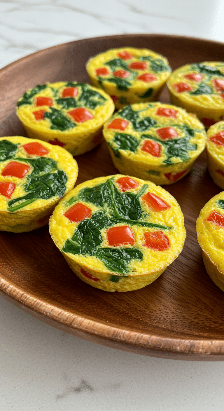 Cottage cheese egg bites with spinach and red peppers showing protein-packed breakfast