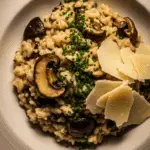 a serving of gourmet mushroom risotto