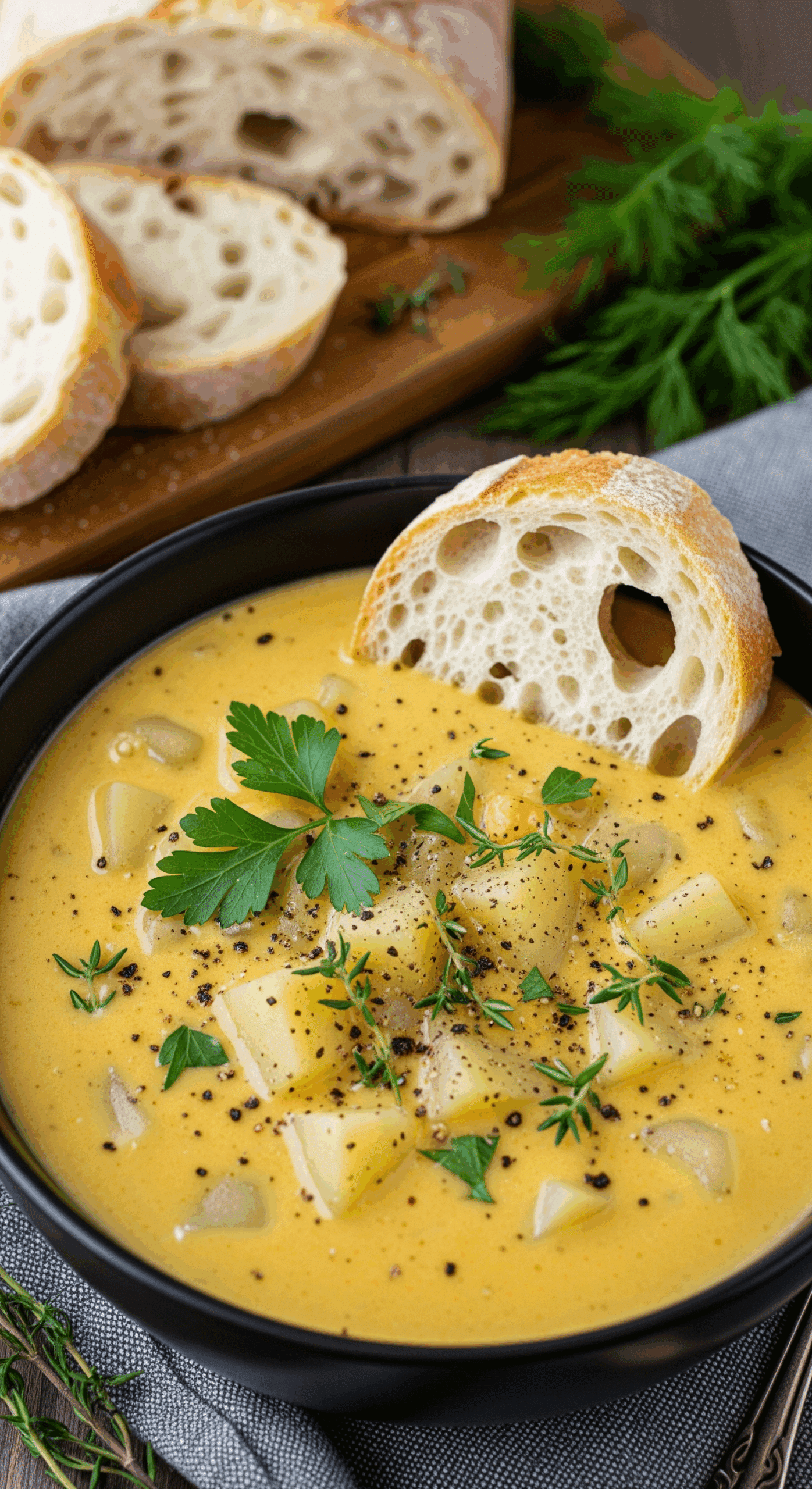 Cheddar Garlic Herb Potato Soup