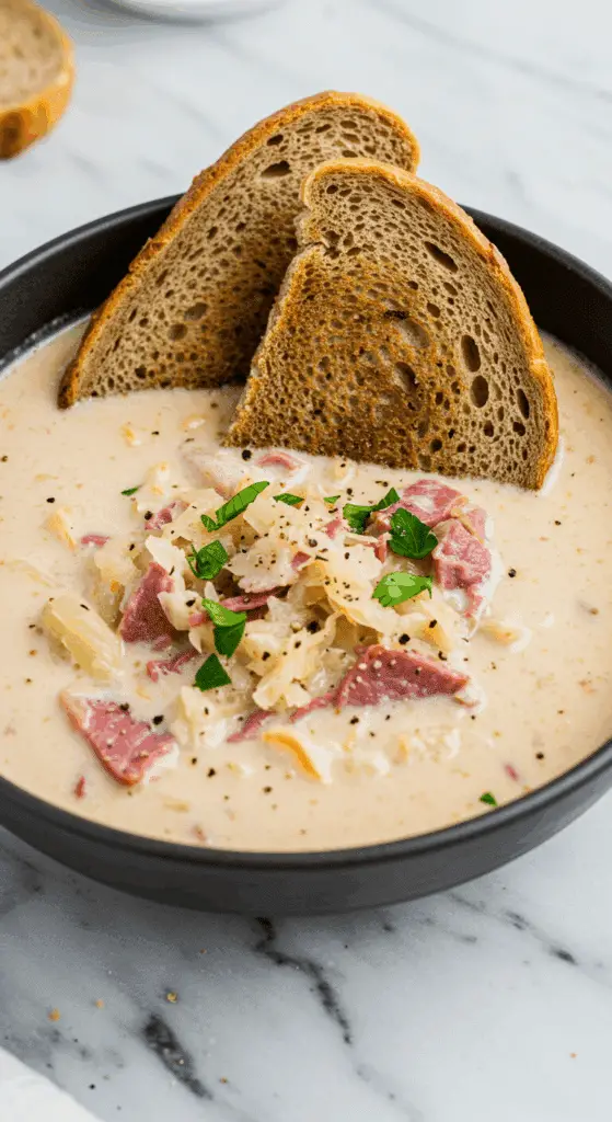 Family dinner with bacon cheddar gnocchi soup and bread served