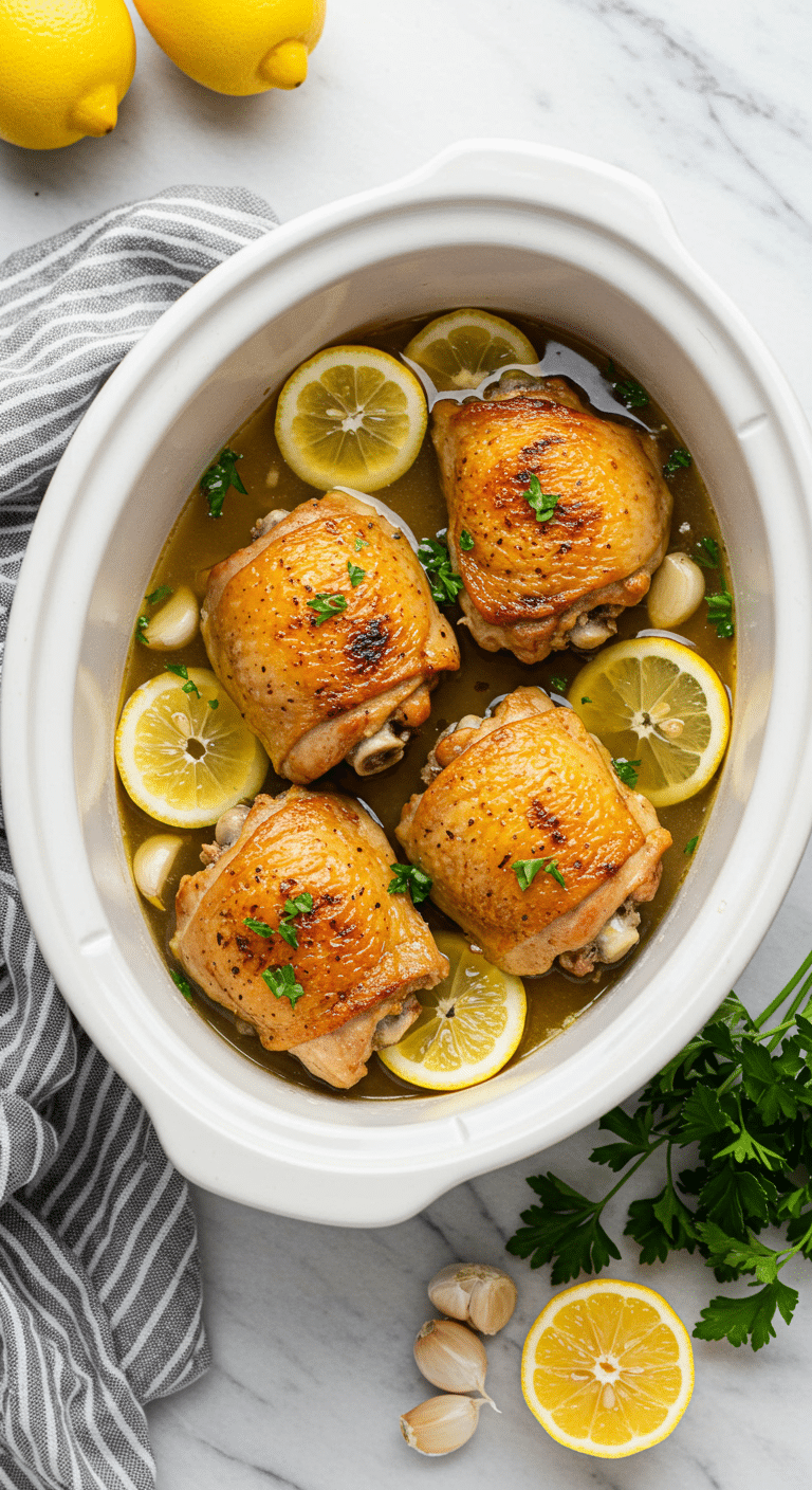 Slow Cooker Lemon Garlic Chicken