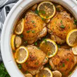 Slow Cooker Lemon Garlic Chicken served