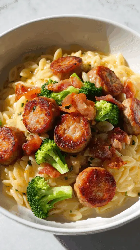 Chicken Sausage and Broccoli Orzo for a cozy dinner